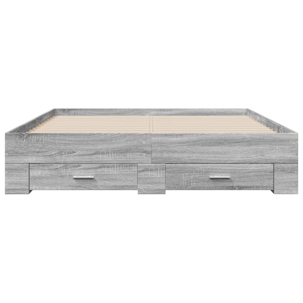 sengeramme med skuffer 140x200 cm konstrueret træ grå sonoma-eg