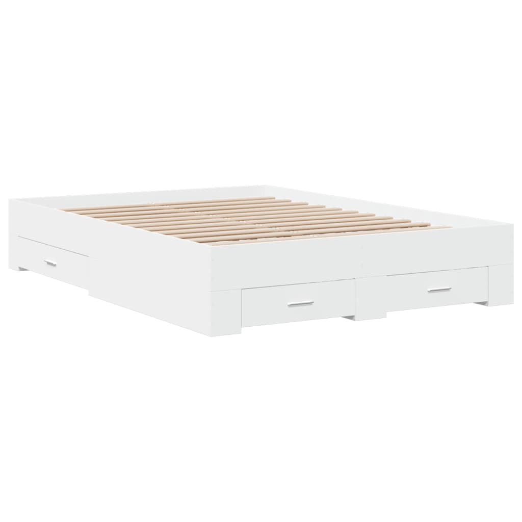 sengeramme med skuffer 120x200 cm konstrueret træ hvid