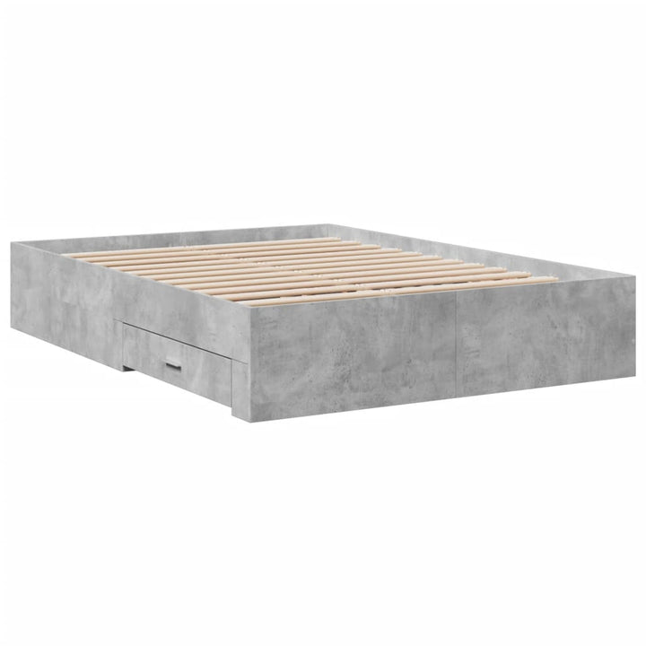 sengeramme med skuffer 120x200 cm konstrueret træ betongrå