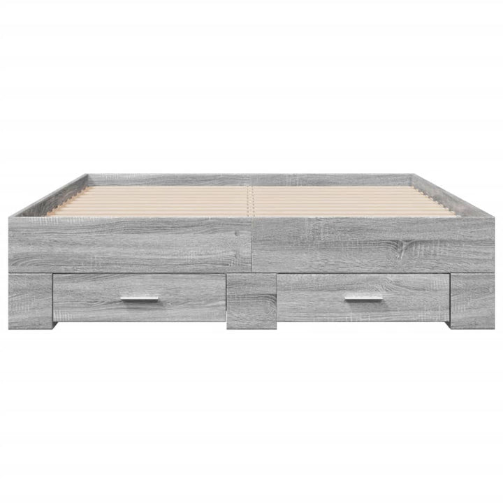 sengeramme med skuffer 120x200 cm konstrueret træ grå sonoma-eg