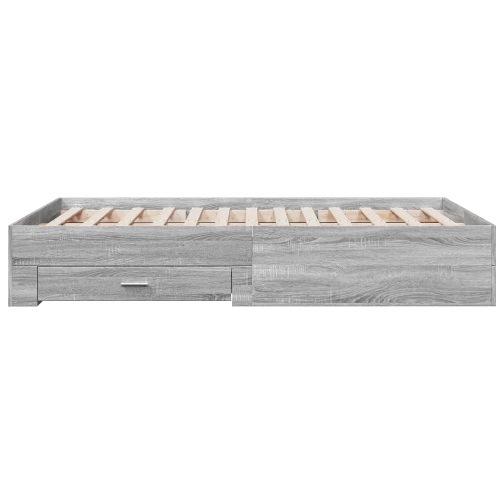 sengeramme med skuffer 120x200 cm konstrueret træ grå sonoma-eg