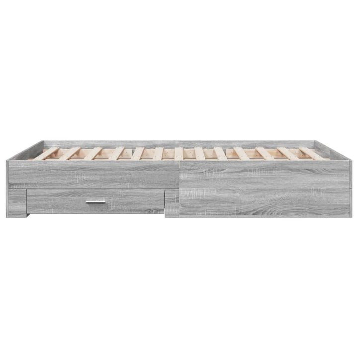 sengeramme med skuffer 120x200 cm konstrueret træ grå sonoma-eg