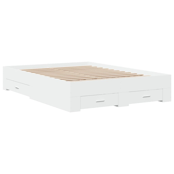 sengeramme med skuffer 140x190 cm konstrueret træ hvid