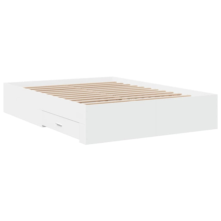 sengeramme med skuffer 140x190 cm konstrueret træ hvid