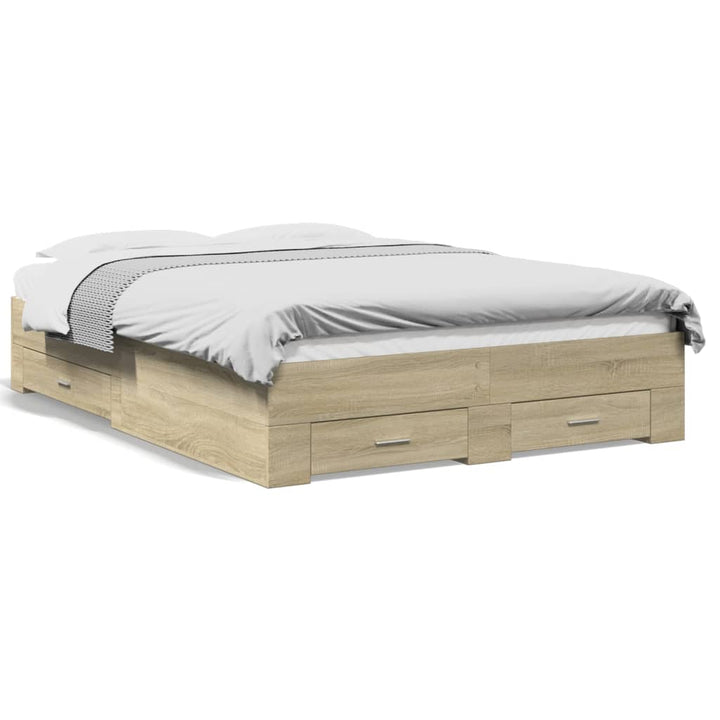 sengeramme med skuffer 140x190 cm konstrueret træ sonoma-eg