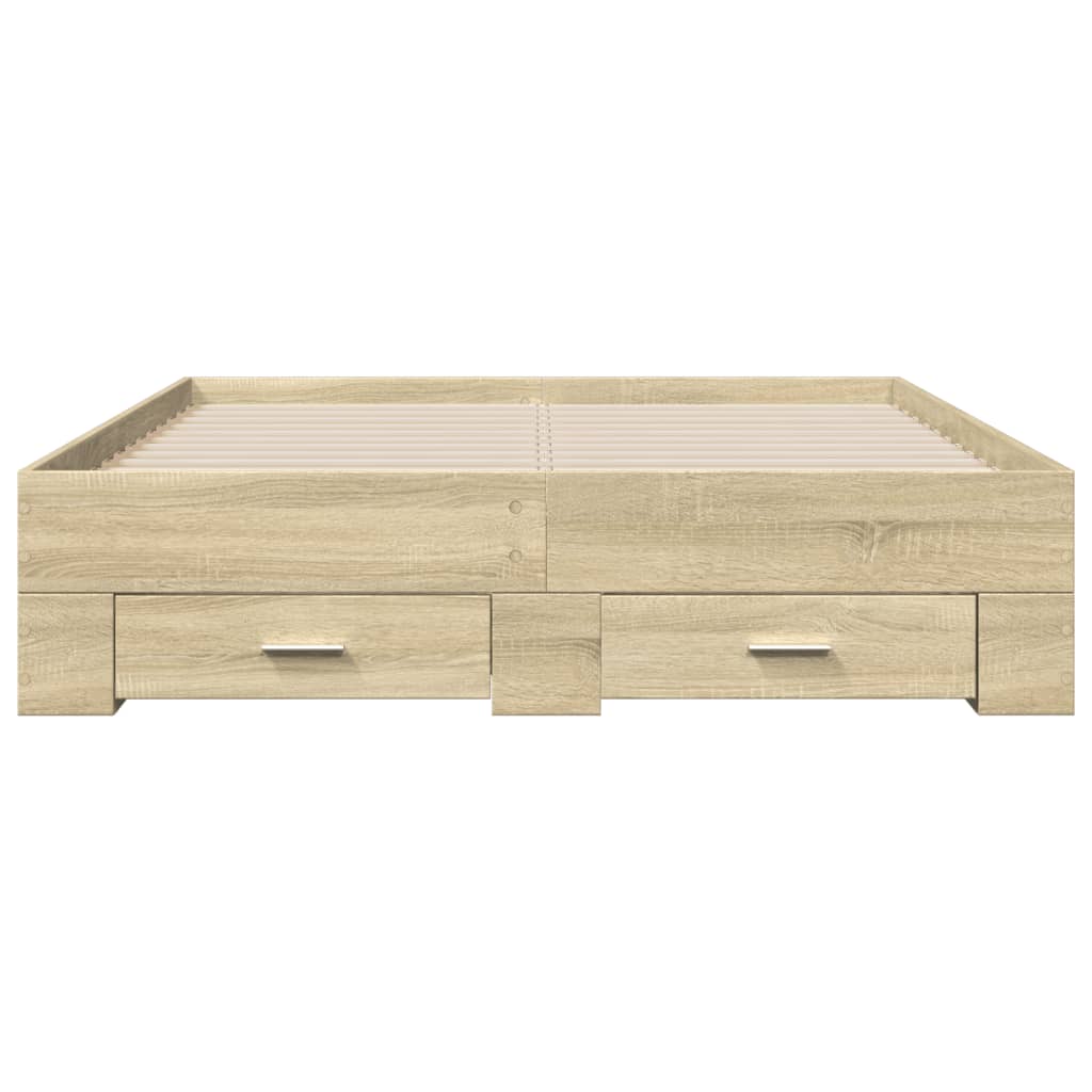 sengeramme med skuffer 140x190 cm konstrueret træ sonoma-eg