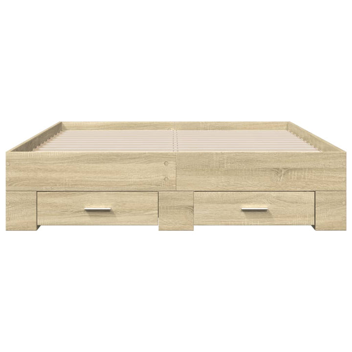 sengeramme med skuffer 140x190 cm konstrueret træ sonoma-eg