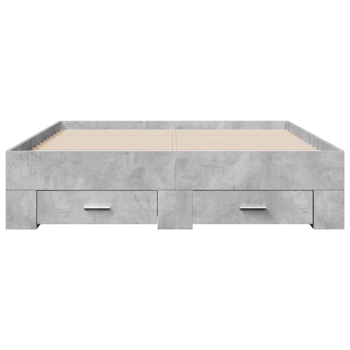 sengeramme med skuffer 140x190 cm konstrueret træ betongrå