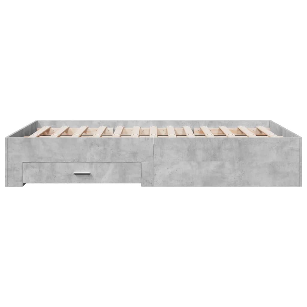 sengeramme med skuffer 140x190 cm konstrueret træ betongrå