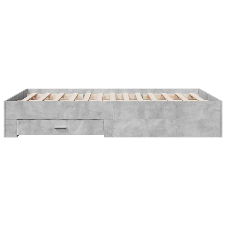 sengeramme med skuffer 140x190 cm konstrueret træ betongrå
