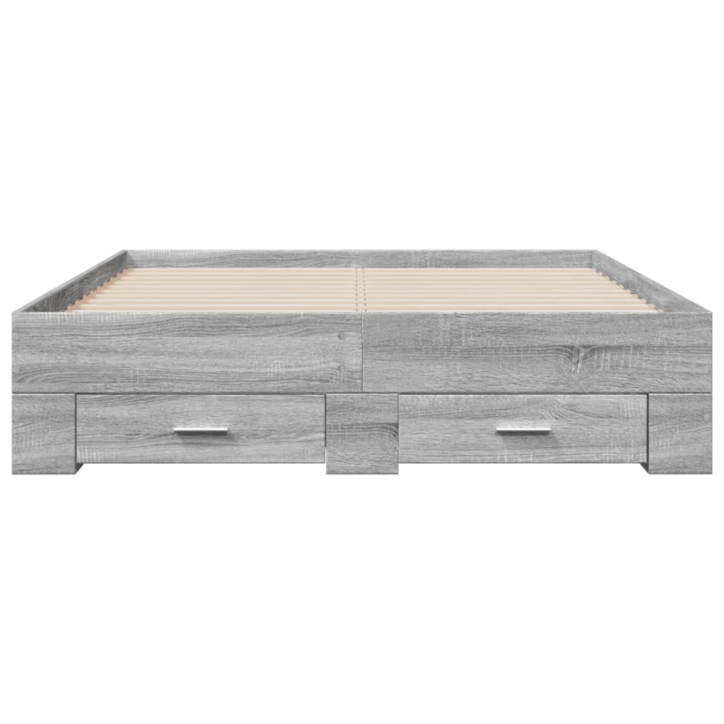sengeramme med skuffer 140x190 cm konstrueret træ grå sonoma-eg