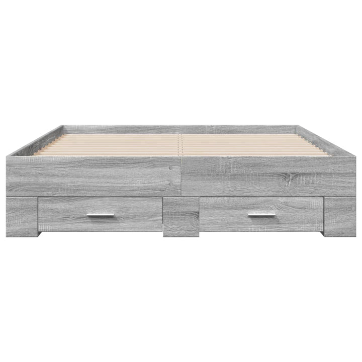 sengeramme med skuffer 140x190 cm konstrueret træ grå sonoma-eg
