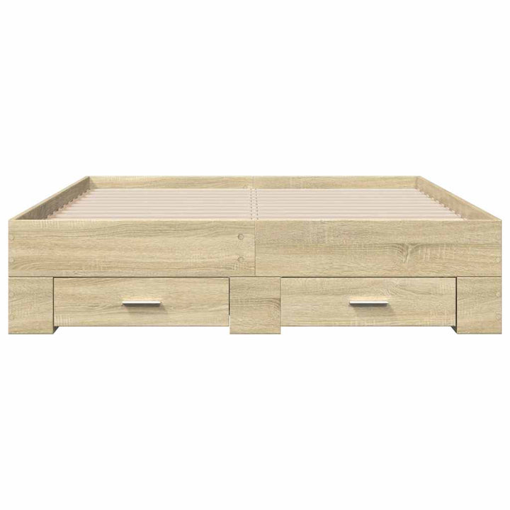 sengeramme med skuffer 135x190 cm konstrueret træ sonoma-eg