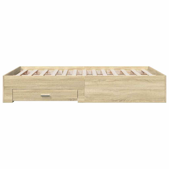 sengeramme med skuffer 135x190 cm konstrueret træ sonoma-eg
