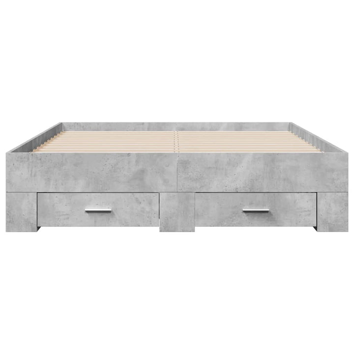 sengeramme med skuffer 135x190 cm konstrueret træ betongrå