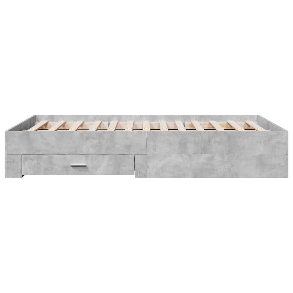 sengeramme med skuffer 135x190 cm konstrueret træ betongrå
