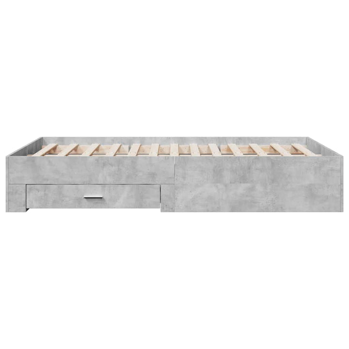 sengeramme med skuffer 135x190 cm konstrueret træ betongrå