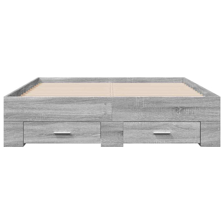 sengeramme med skuffer 135x190 cm konstrueret træ grå sonoma-eg