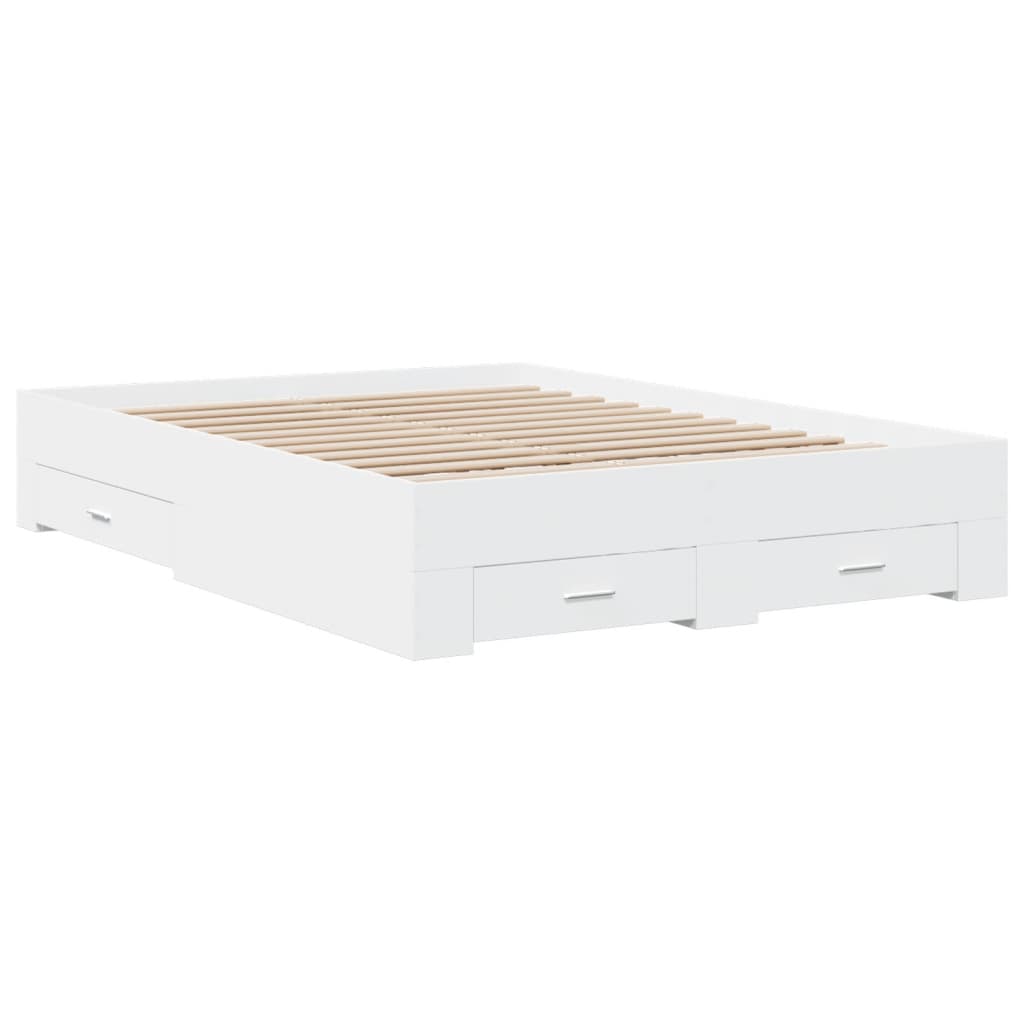 sengeramme med skuffer 120x190 cm konstrueret træ hvid