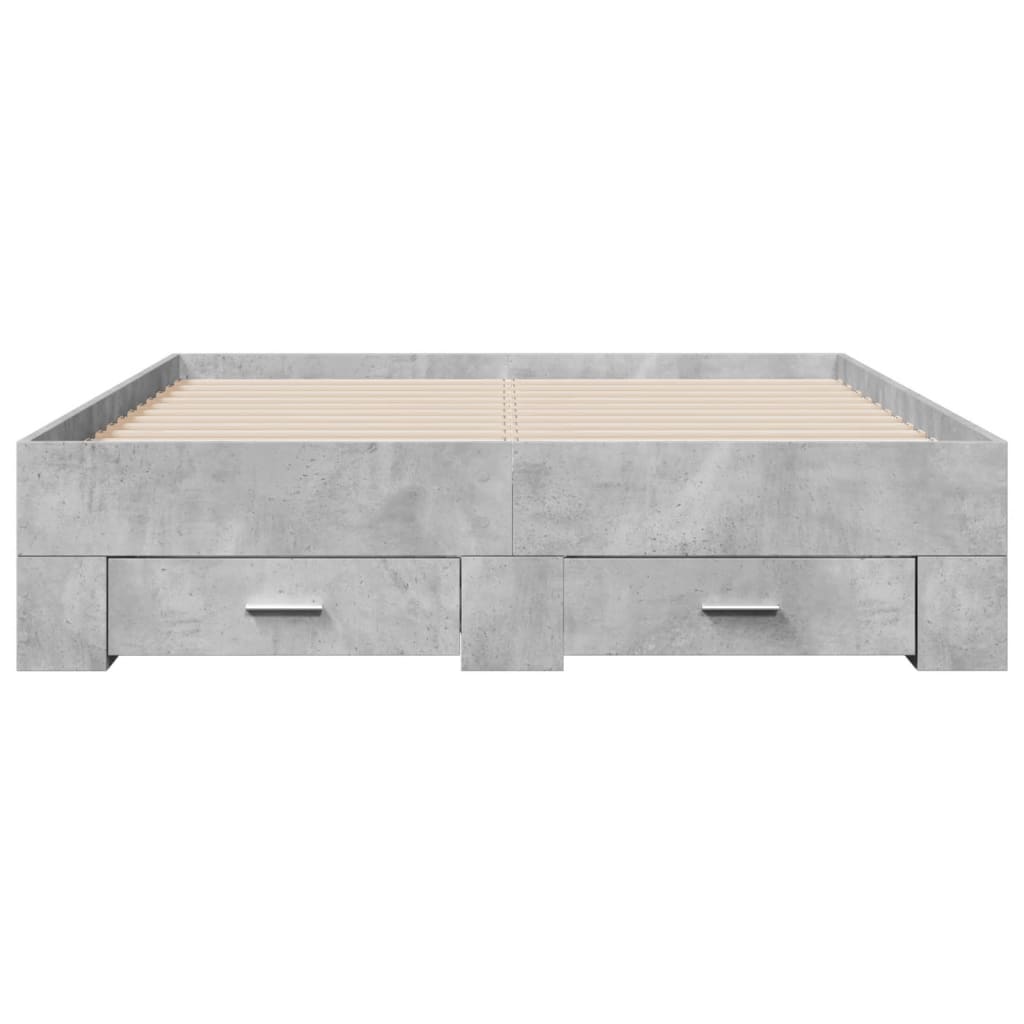 sengeramme med skuffer 120x190 cm konstrueret træ betongrå