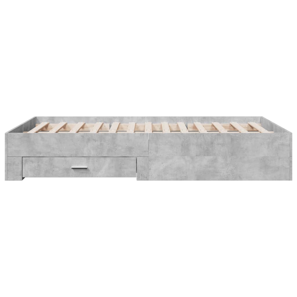 sengeramme med skuffer 120x190 cm konstrueret træ betongrå