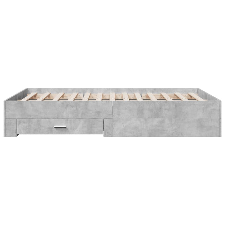 sengeramme med skuffer 120x190 cm konstrueret træ betongrå
