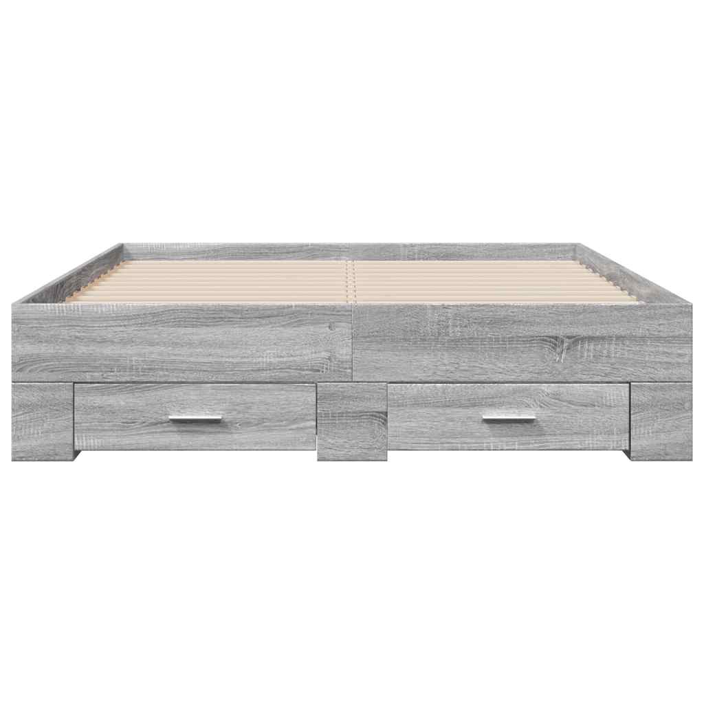 sengeramme med skuffer 120x190 cm konstrueret træ grå sonoma-eg