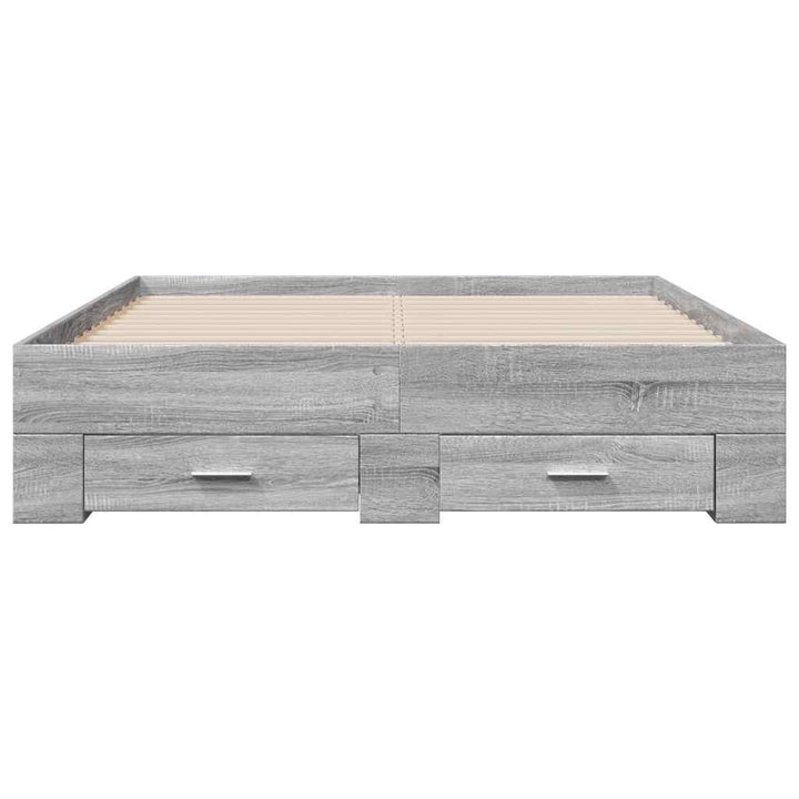 sengeramme med skuffer 120x190 cm konstrueret træ grå sonoma-eg