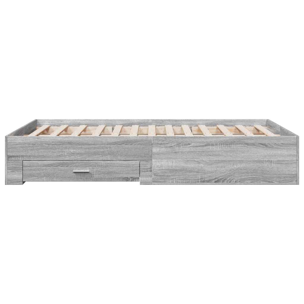 sengeramme med skuffer 120x190 cm konstrueret træ grå sonoma-eg