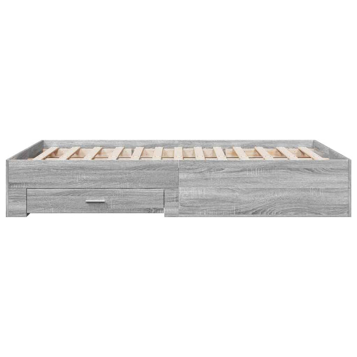 sengeramme med skuffer 120x190 cm konstrueret træ grå sonoma-eg