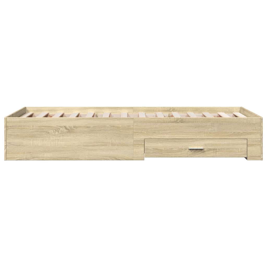 sengeramme med skuffer 100x200 cm konstrueret træ sonoma-eg