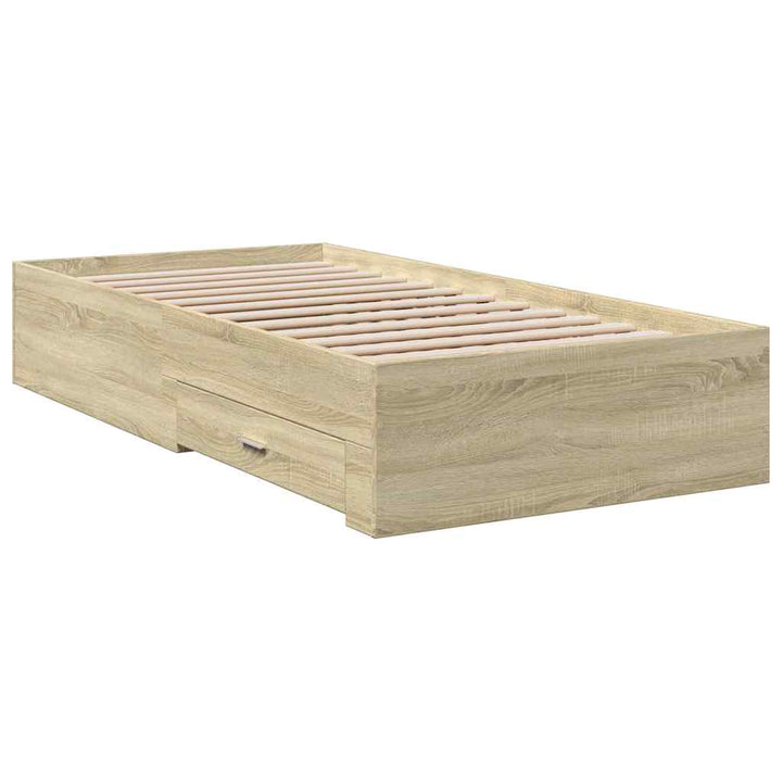 sengeramme med skuffer 100x200 cm konstrueret træ sonoma-eg