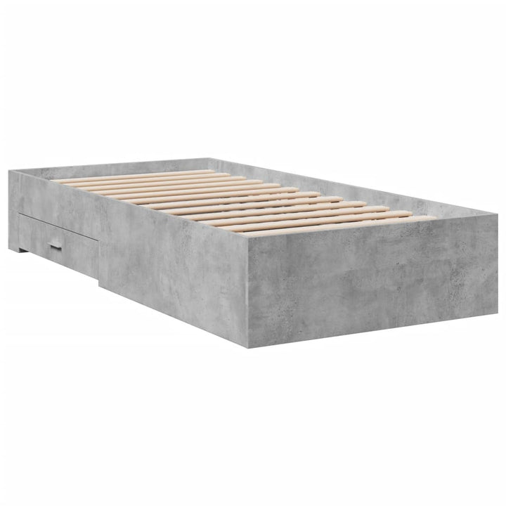 sengeramme med skuffer 100x200 cm konstrueret træ betongrå