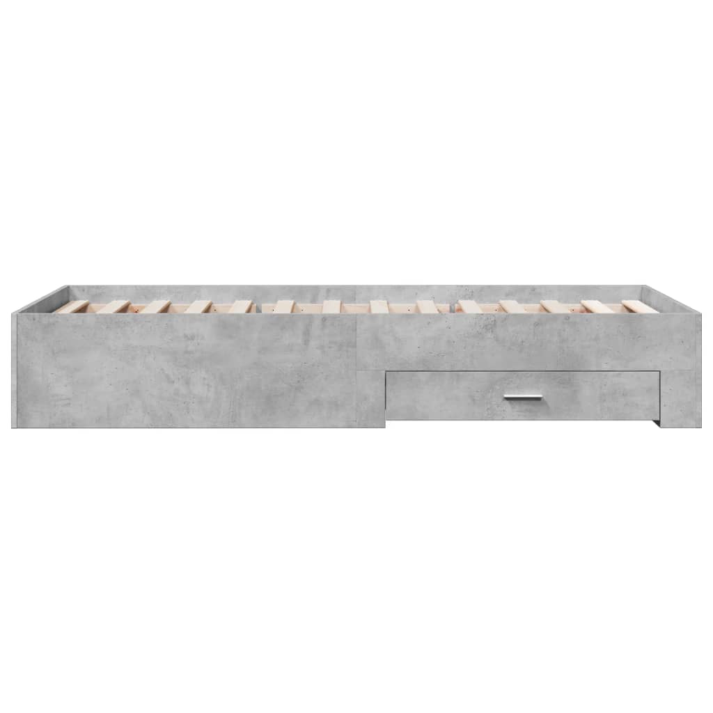 sengeramme med skuffer 100x200 cm konstrueret træ betongrå