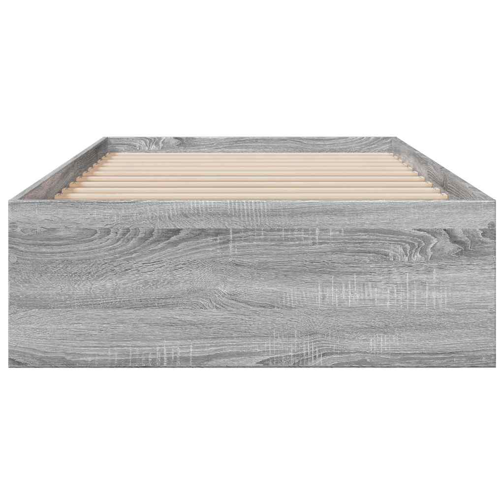sengeramme med skuffer 100x200 cm konstrueret træ grå sonoma-eg