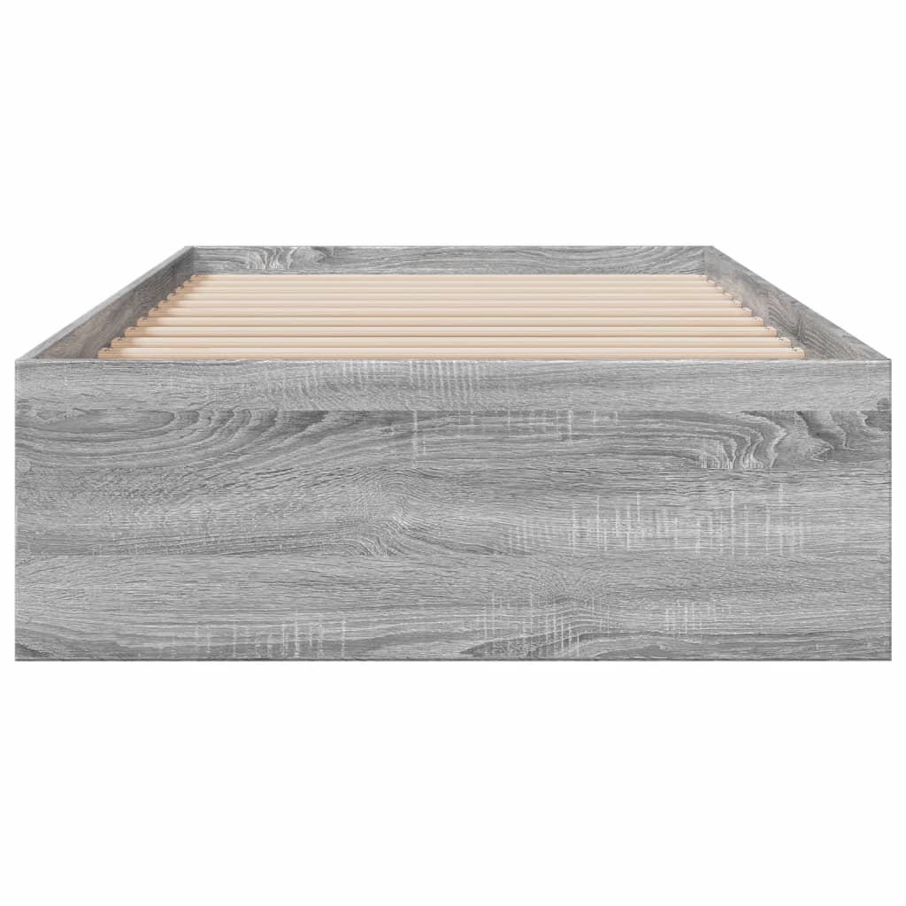 sengeramme med skuffer 100x200 cm konstrueret træ grå sonoma-eg