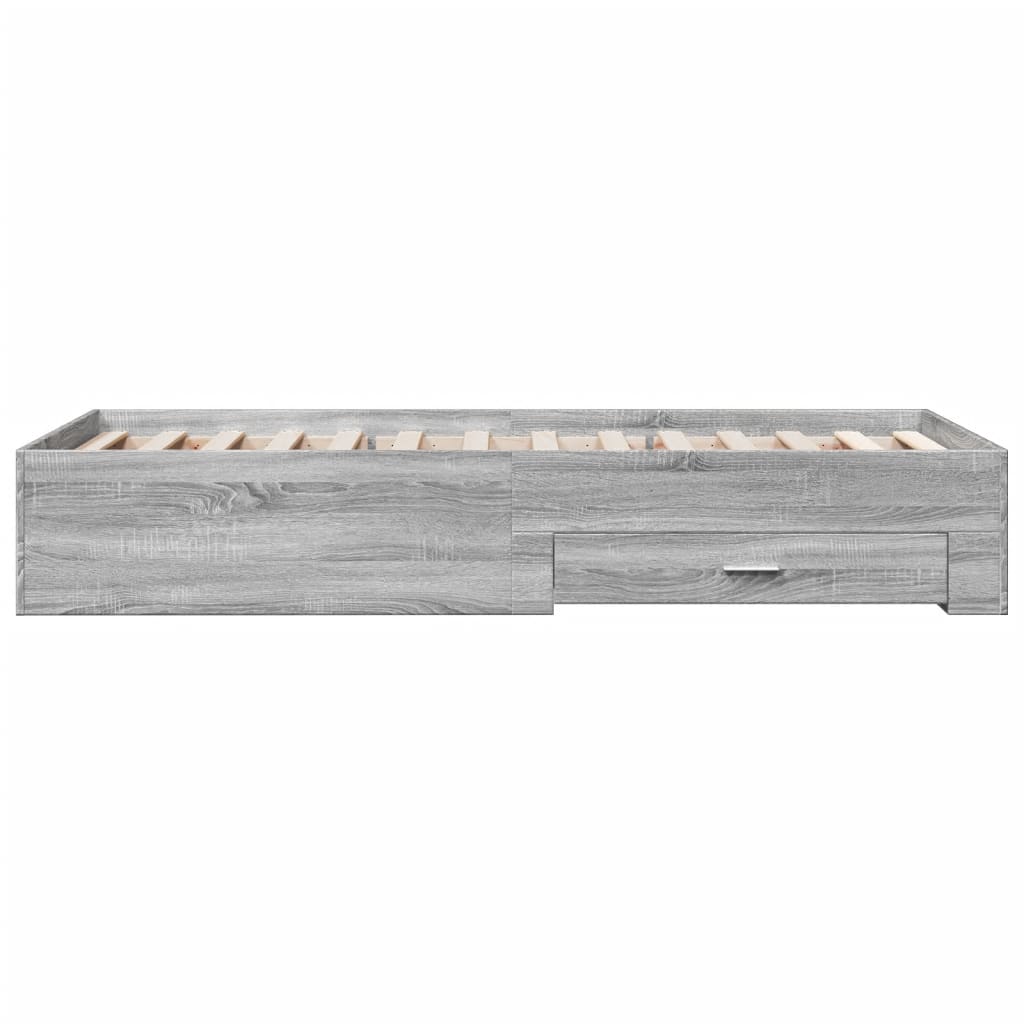 sengeramme med skuffer 100x200 cm konstrueret træ grå sonoma-eg
