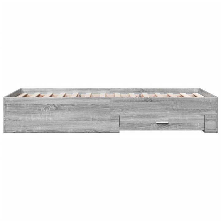 sengeramme med skuffer 100x200 cm konstrueret træ grå sonoma-eg