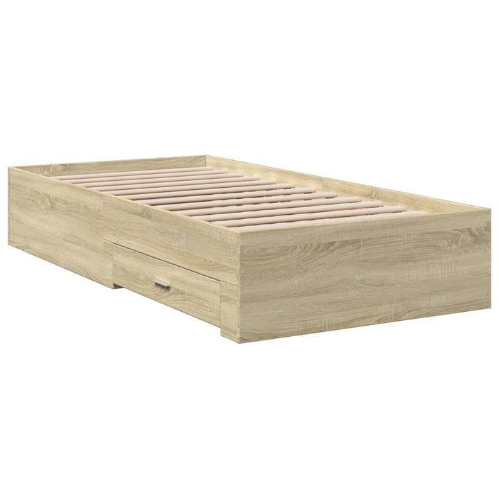 sengeramme med skuffer 90x200 cm konstrueret træ sonoma-eg
