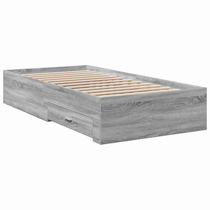 sengeramme med skuffer 90x190 cm konstrueret træ grå sonoma-eg
