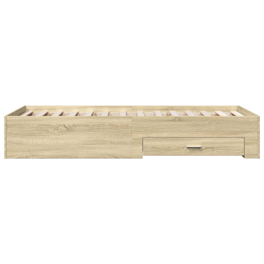 sengeramme med skuffer 75x190 cm konstrueret træ sonoma-eg
