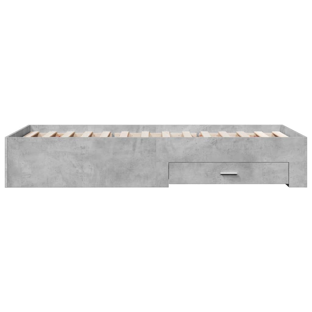 sengeramme med skuffer 75x190 cm konstrueret træ betongrå