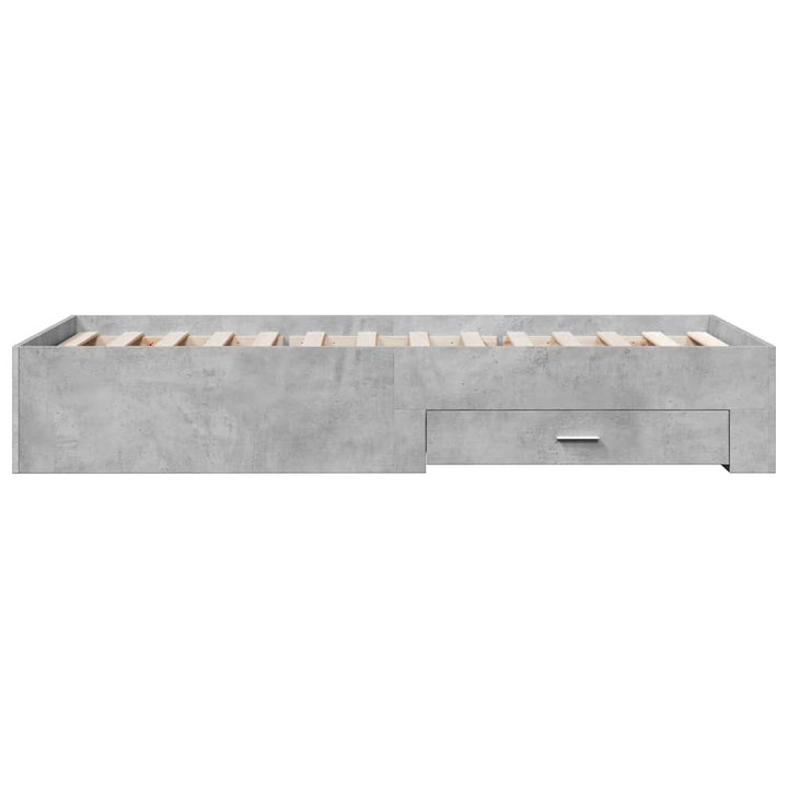 sengeramme med skuffer 75x190 cm konstrueret træ betongrå