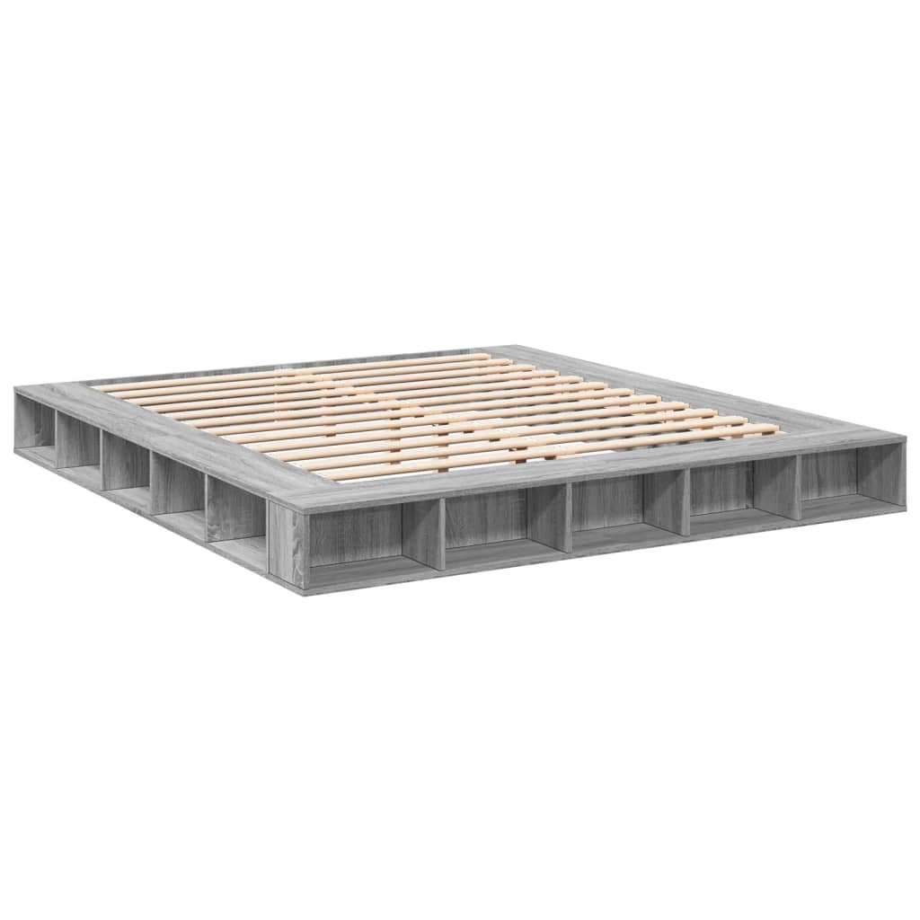sengestel 200x200 cm konstrueret træ grå sonoma-eg