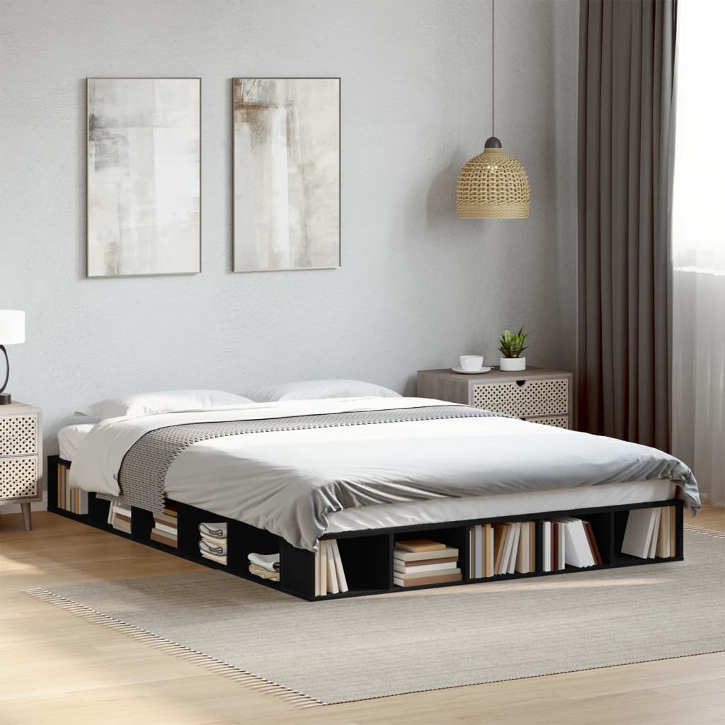 sengestel 160x200 cm massivt træ sort