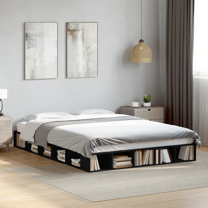 sengestel 160x200 cm massivt træ sort
