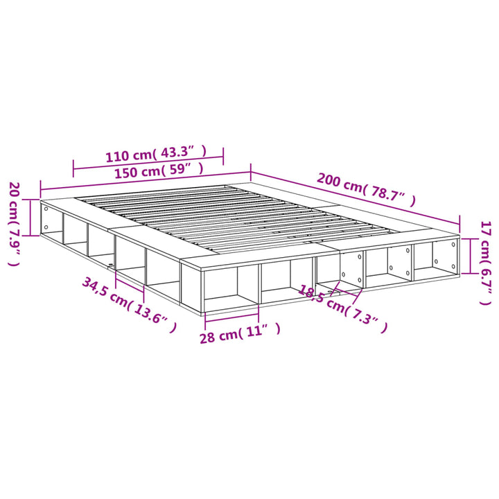 sengestel 150x200 cm konstrueret træ hvid