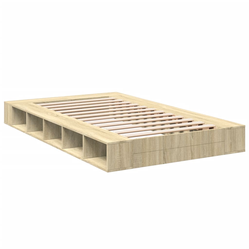 sengestel 120x200 cm konstrueret træ sonoma-eg