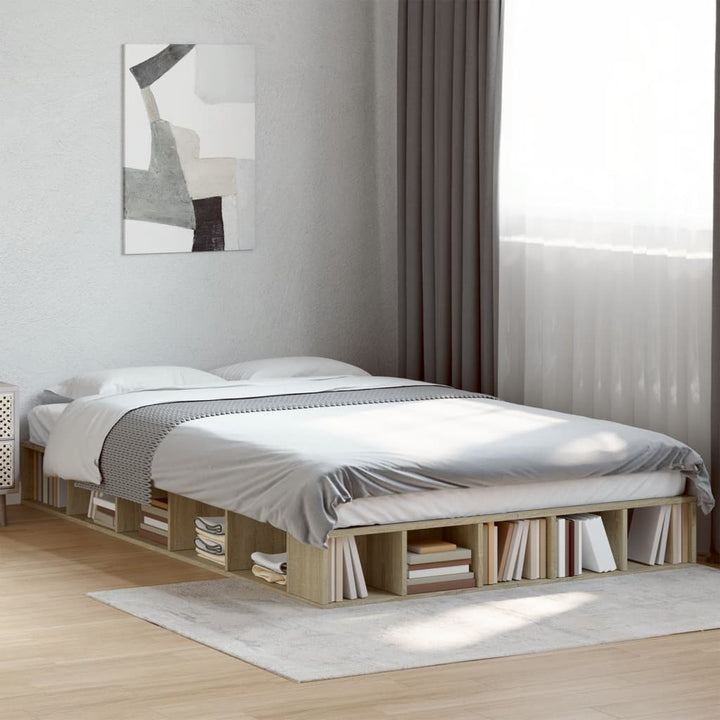 sengestel 120x200 cm konstrueret træ sonoma-eg