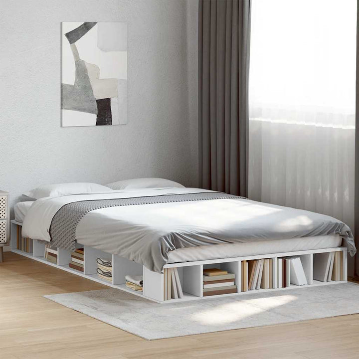 sengestel 135x190 cm konstrueret træ hvid